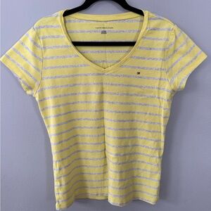 Tommy Hilfiger Yellow and Gray Striped Tee